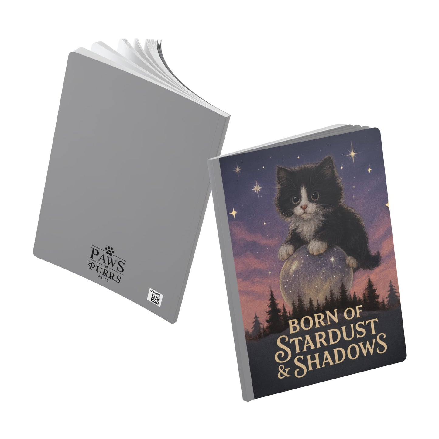 Personalized Image: Born of Stardust & Shadows - Whimsical Cat Journal
