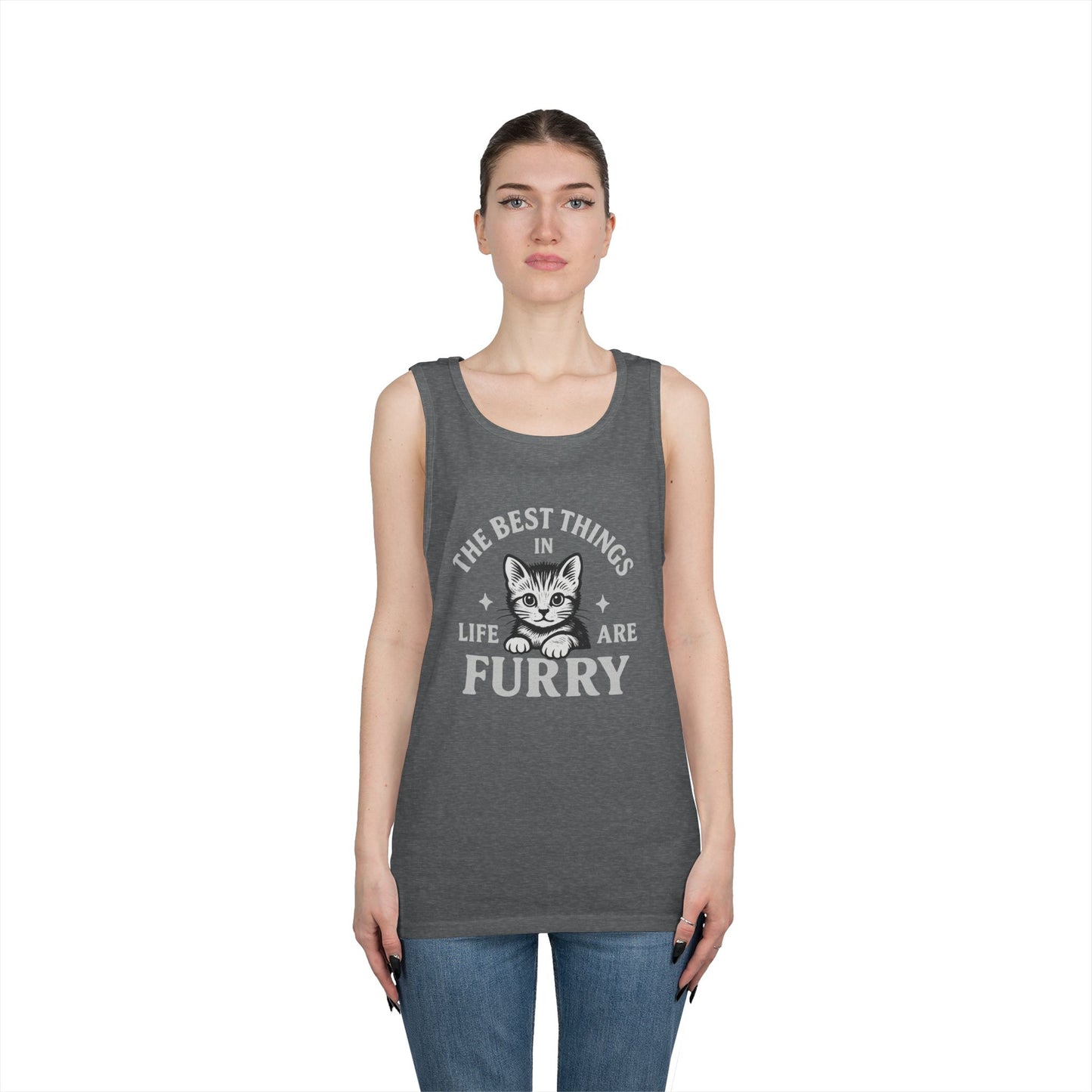 The Best Things in Life are Furry - Heavy Cotton Unisex Tank Top