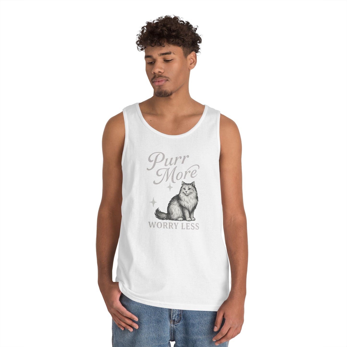Purr More, Worry Less - Heavy Cotton Unisex Tank Top