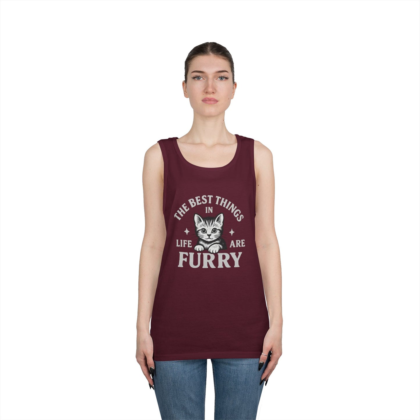 The Best Things in Life are Furry - Heavy Cotton Unisex Tank Top