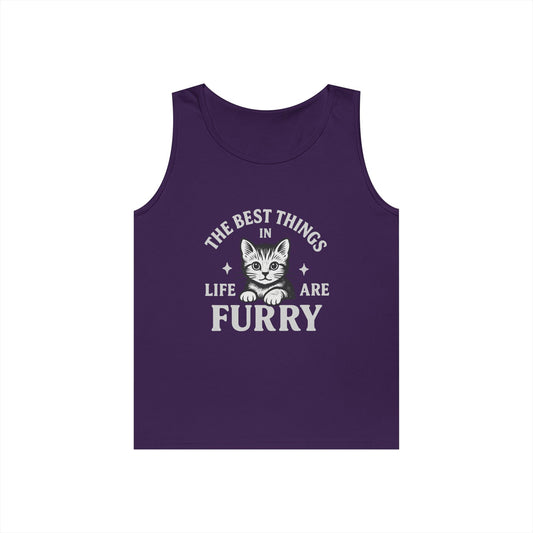 The Best Things in Life are Furry - Heavy Cotton Unisex Tank Top