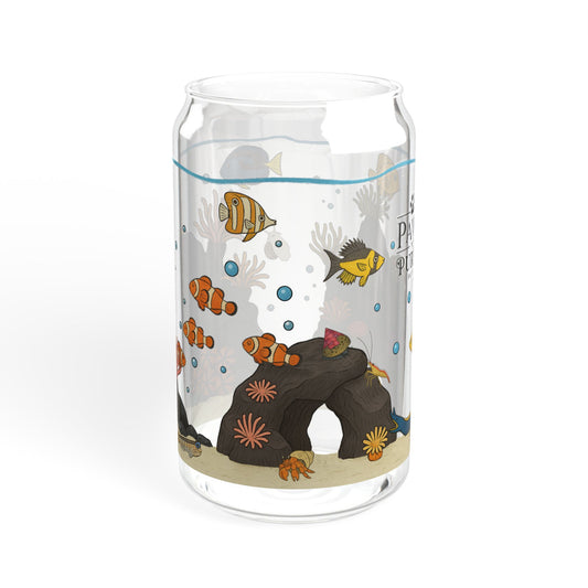 Saltwater Aquarium Fishtank – 16oz Sipper Glass with Bamboo Lid and Straw