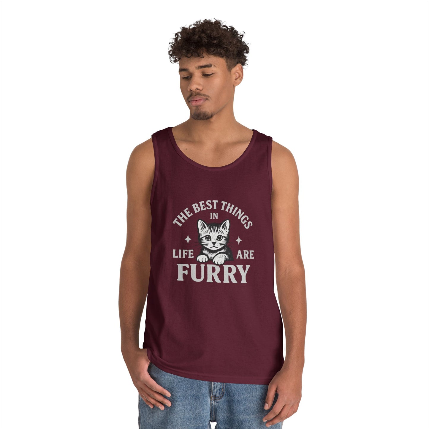 The Best Things in Life are Furry - Heavy Cotton Unisex Tank Top