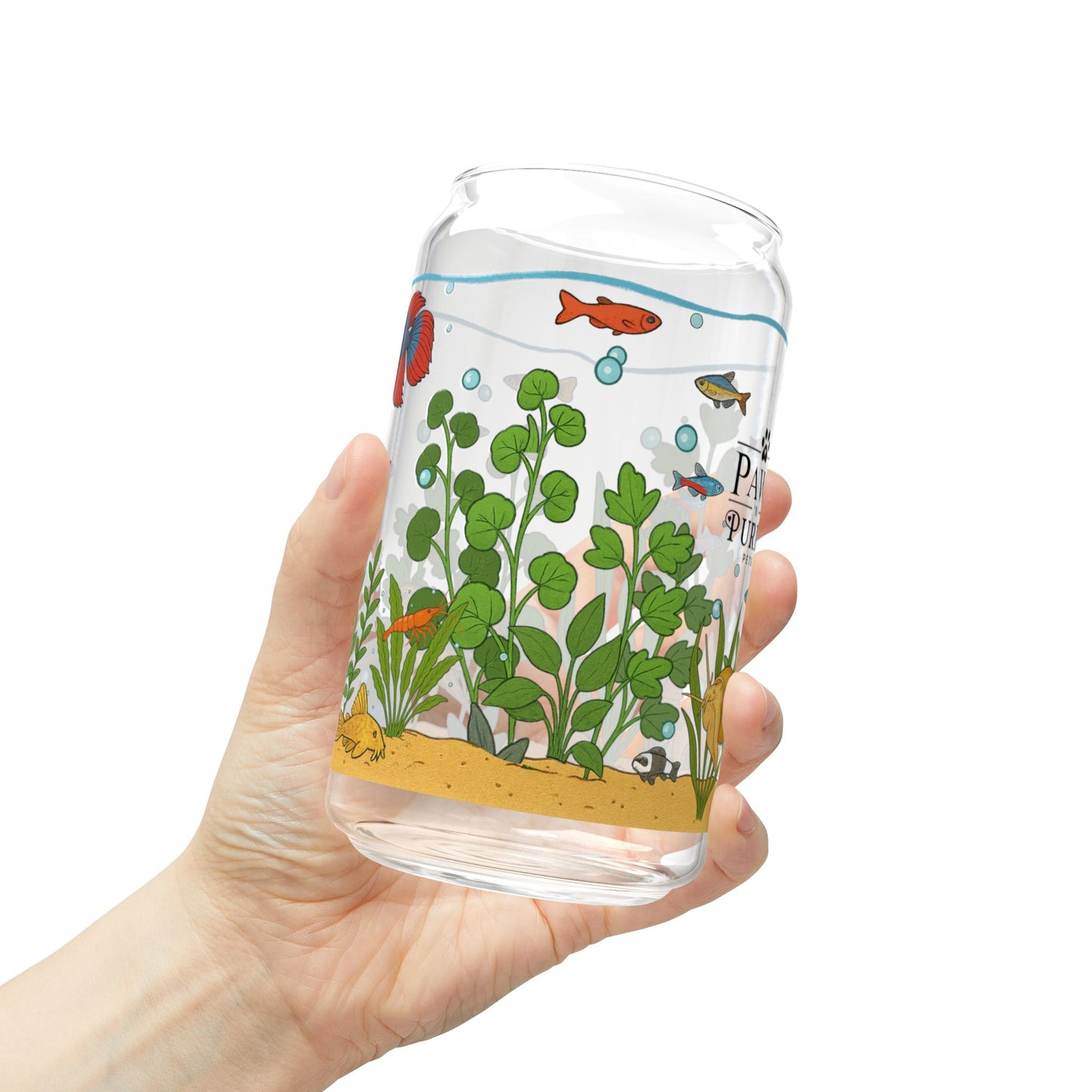 Freshwater Aquarium Fishtank – 16oz Sipper Glass with Bamboo Lid and Straw