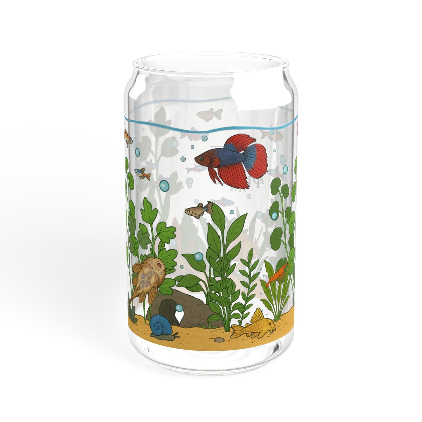 Freshwater Aquarium Fishtank – 16oz Sipper Glass with Bamboo Lid and Straw
