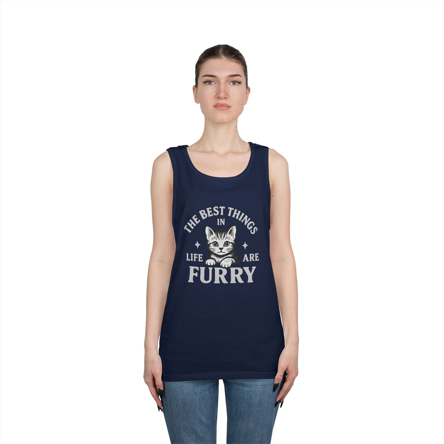 The Best Things in Life are Furry - Heavy Cotton Unisex Tank Top
