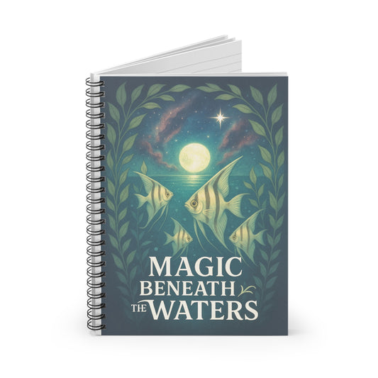 Magic Beneath the Waters – White Angel Fish Spiral Notebook