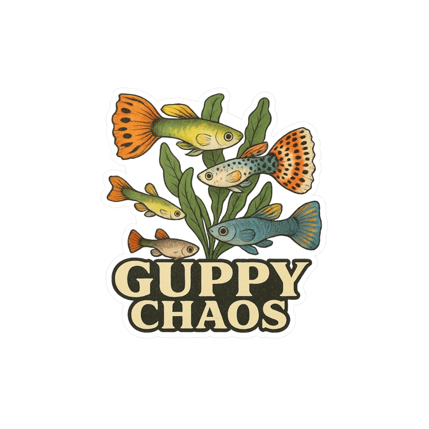Guppy Chaos – Aquarium Fish Vinyl Sticker