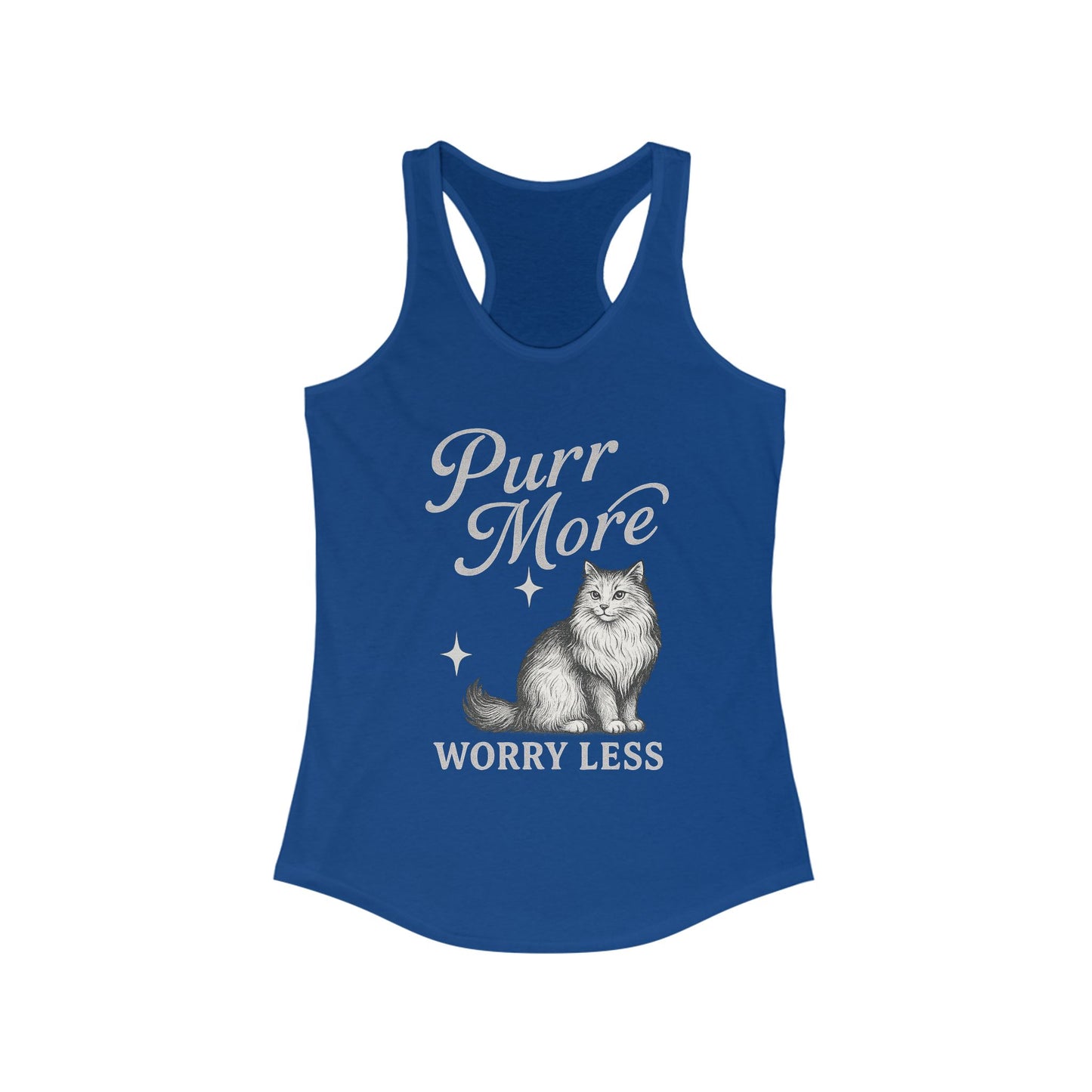 Purr More, Worry Less – Women’s Racerback Cat Tank Top