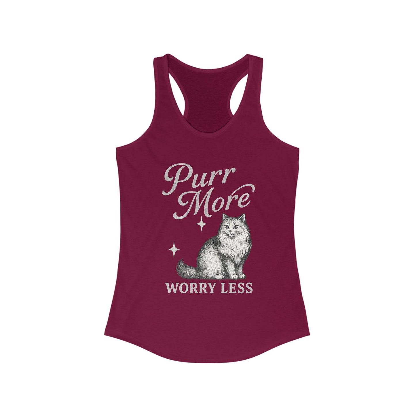 Purr More, Worry Less – Women’s Racerback Cat Tank Top