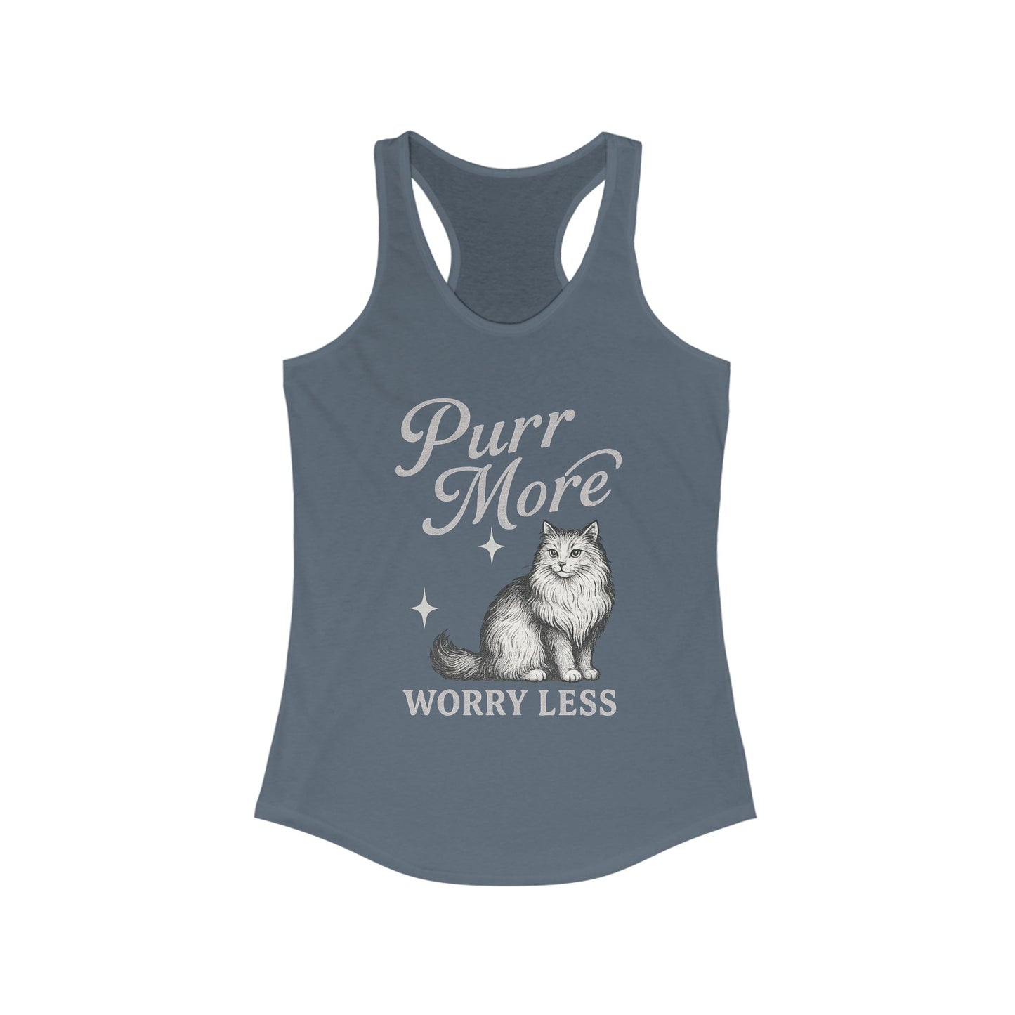 Purr More, Worry Less – Women’s Racerback Cat Tank Top