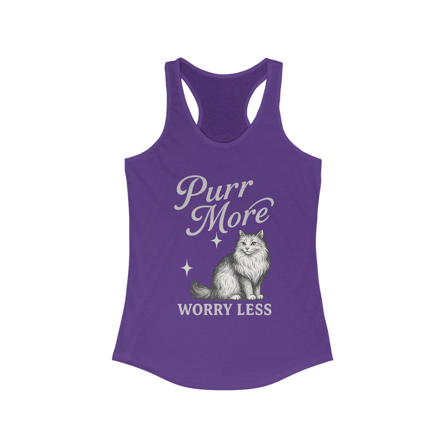 Purr More, Worry Less – Women’s Racerback Cat Tank Top
