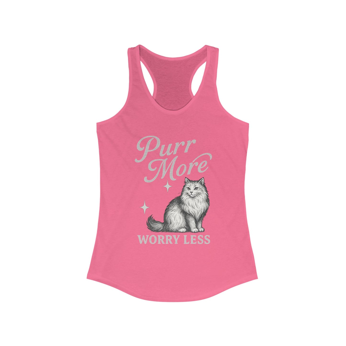 Purr More, Worry Less – Women’s Racerback Cat Tank Top