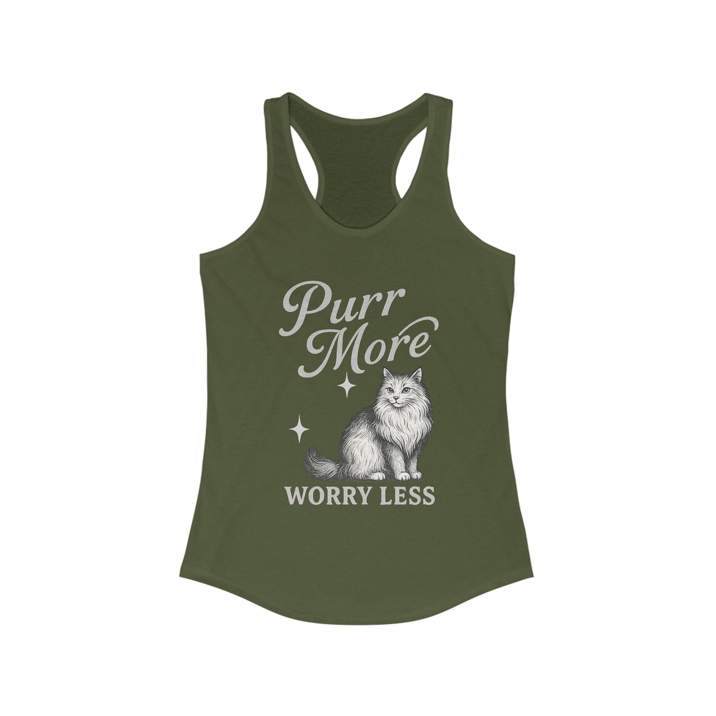Purr More, Worry Less – Women’s Racerback Cat Tank Top