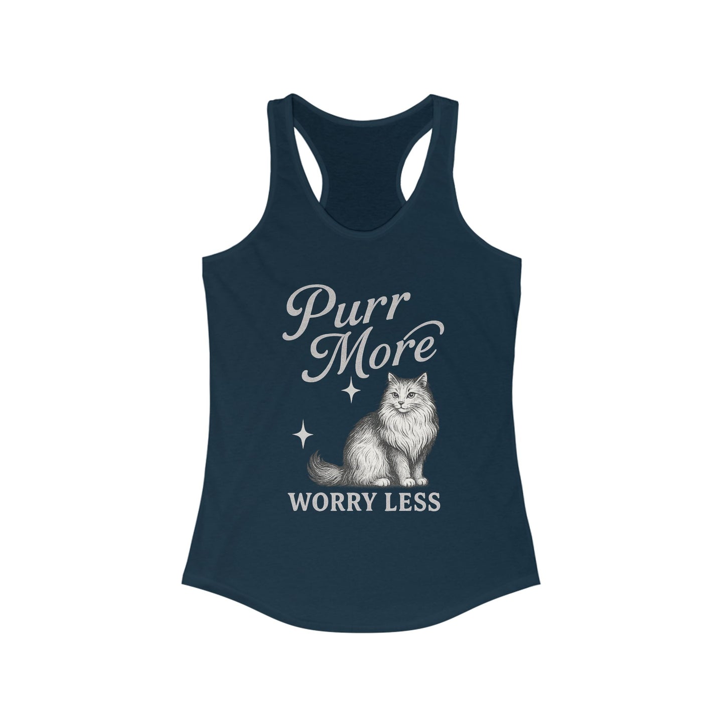 Purr More, Worry Less – Women’s Racerback Cat Tank Top