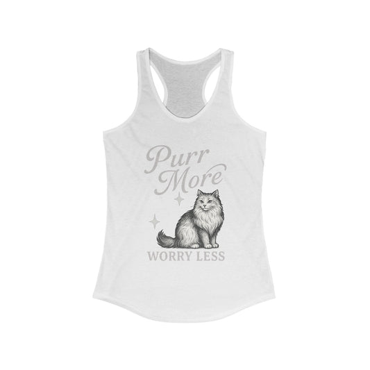 Purr More, Worry Less – Women’s Racerback Cat Tank Top