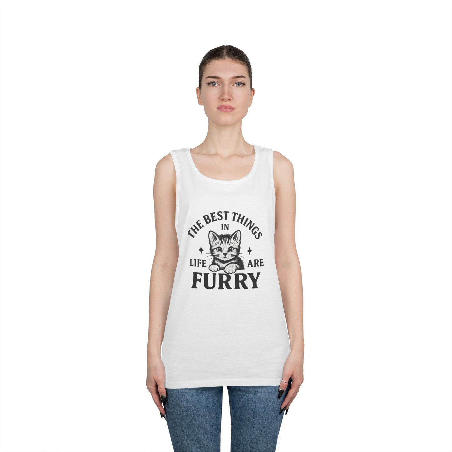 The Best Things in Life are Furry - Heavy Cotton Unisex Tank Top