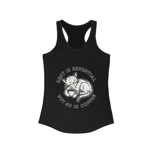 Rest Is Essential Coffee Cat – Women’s Racerback Tank Top