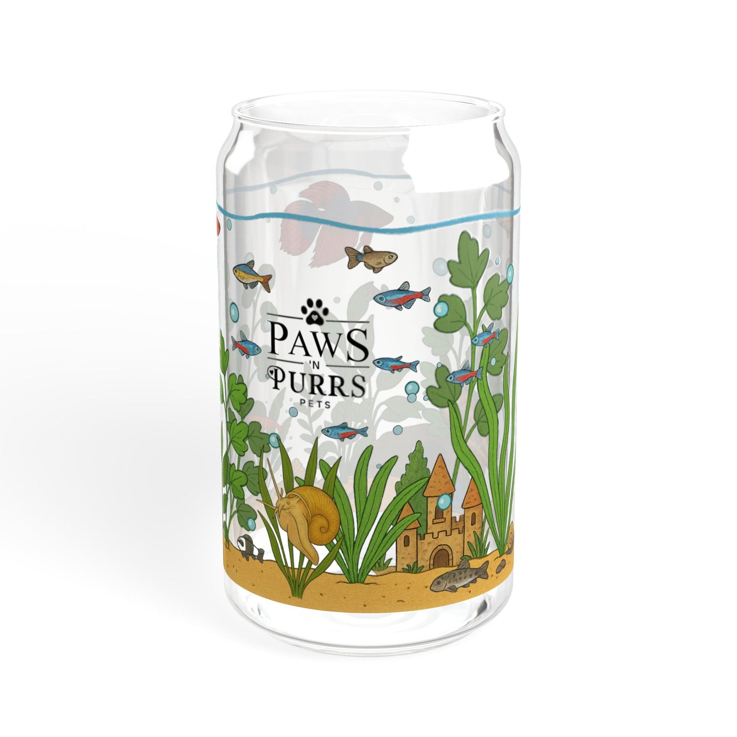 Freshwater Aquarium Fishtank – 16oz Sipper Glass with Bamboo Lid and Straw