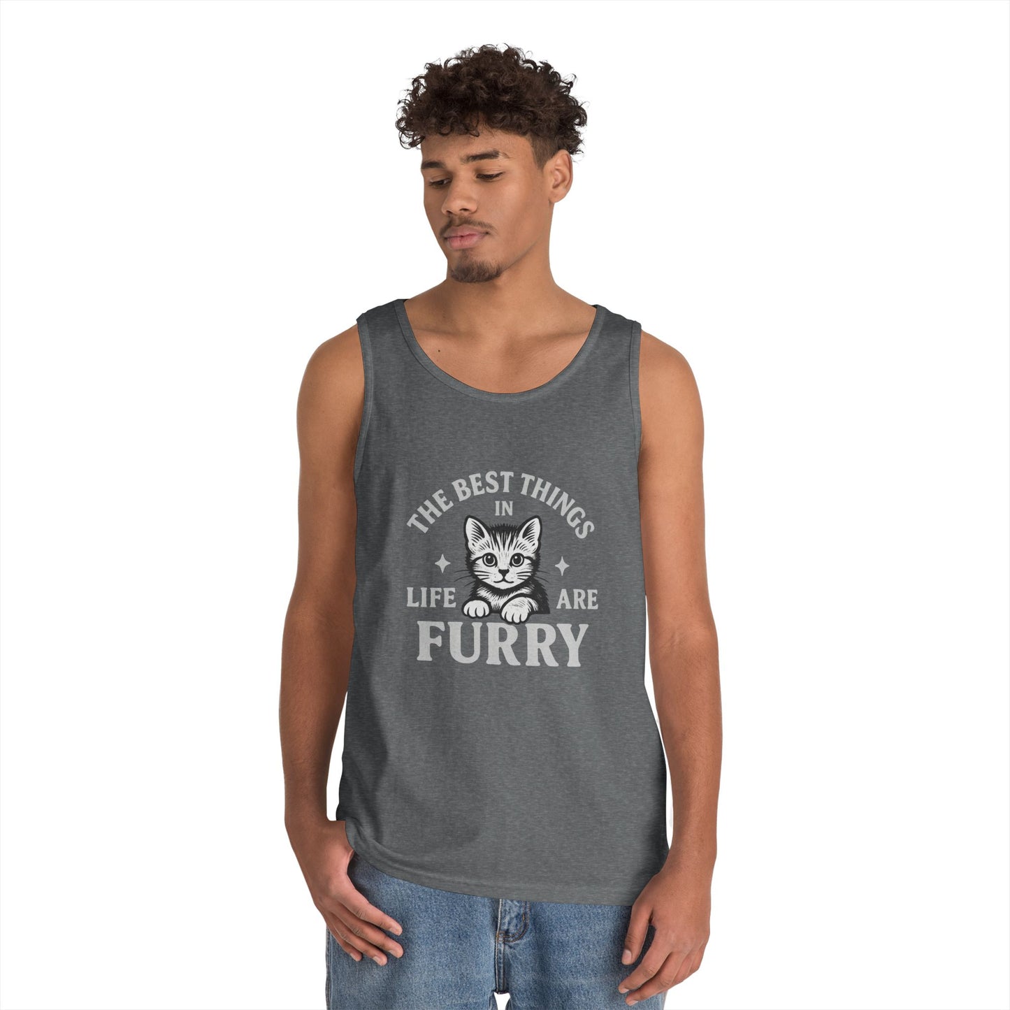 The Best Things in Life are Furry - Heavy Cotton Unisex Tank Top