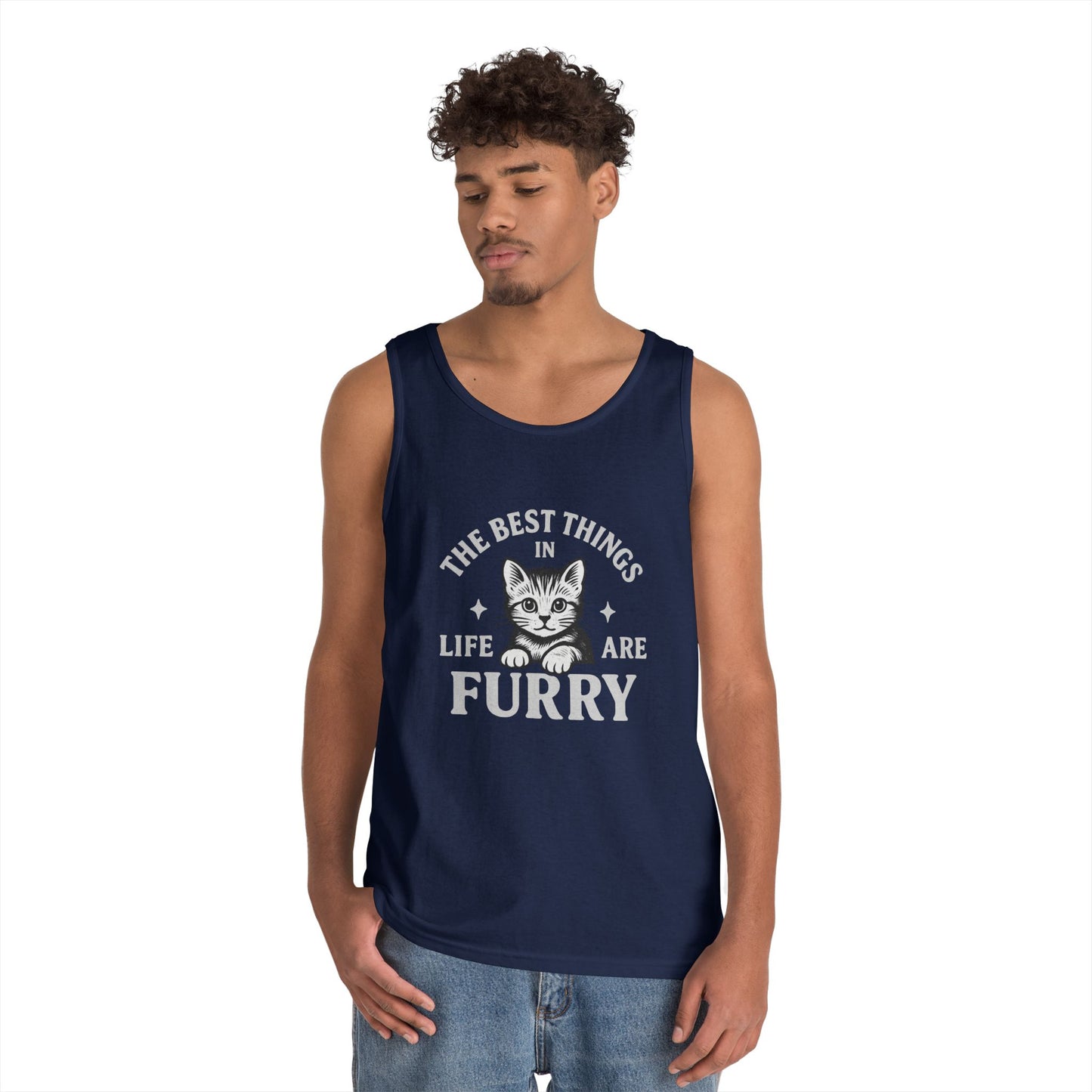 The Best Things in Life are Furry - Heavy Cotton Unisex Tank Top