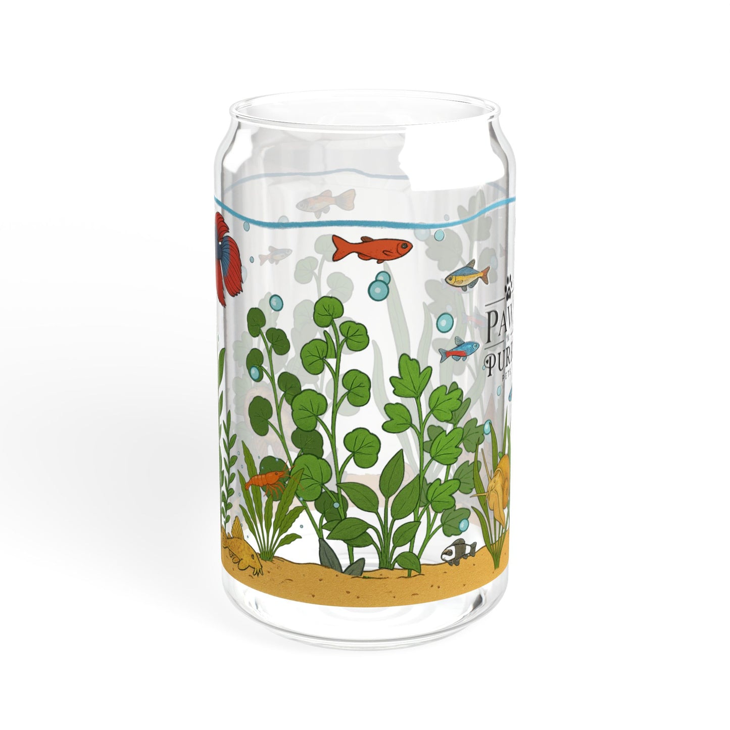 Freshwater Aquarium Fishtank – 16oz Sipper Glass with Bamboo Lid and Straw
