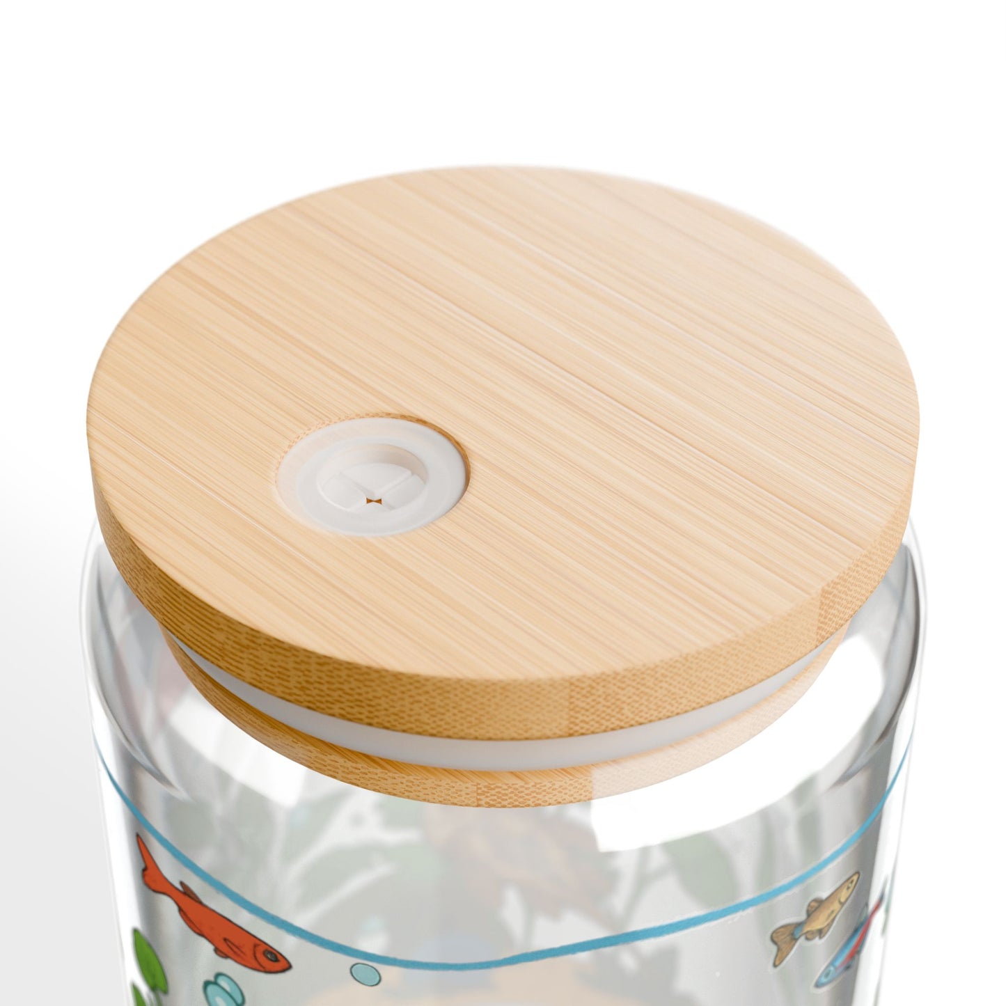 Freshwater Aquarium Fishtank – 16oz Sipper Glass with Bamboo Lid and Straw
