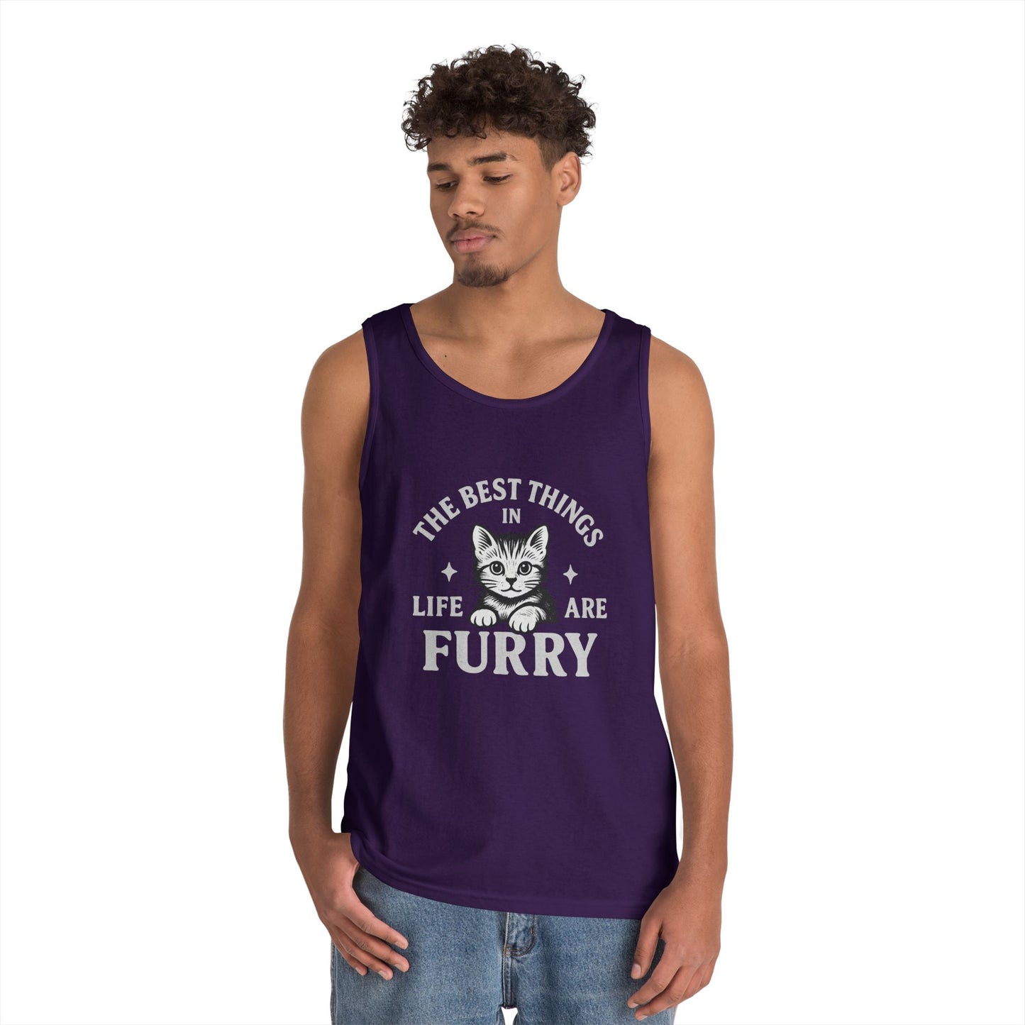The Best Things in Life are Furry - Heavy Cotton Unisex Tank Top