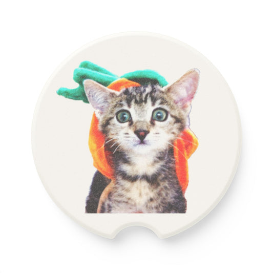 Pumpkin Head Kitten – Soapstone Car Coaster