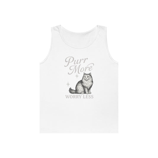 Purr More, Worry Less - Heavy Cotton Unisex Tank Top
