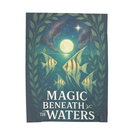 Magic Beneath the Waters - Angel Fish Velveteen Blanket