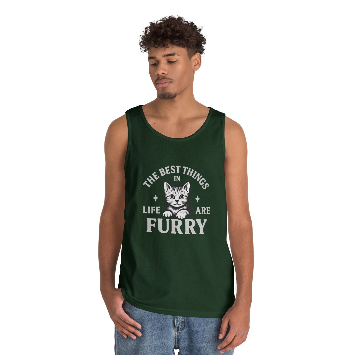 The Best Things in Life are Furry - Heavy Cotton Unisex Tank Top