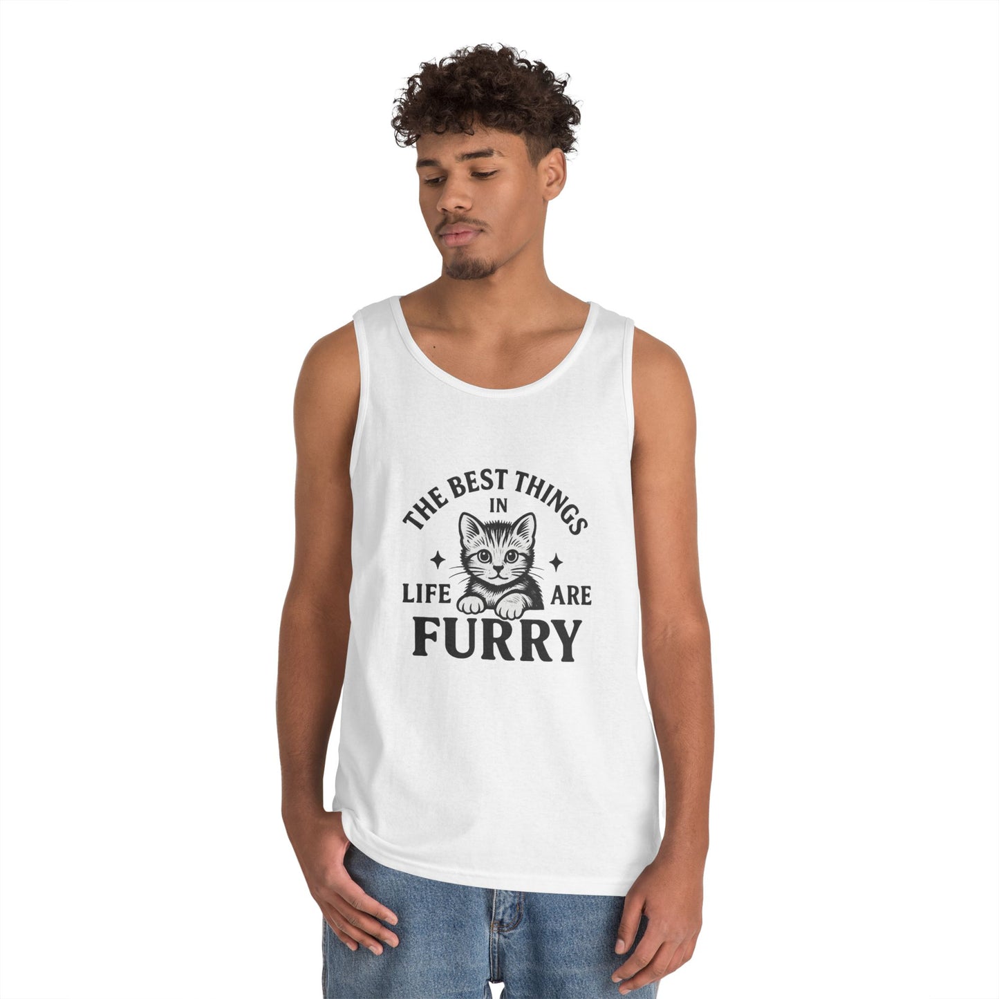 The Best Things in Life are Furry - Heavy Cotton Unisex Tank Top