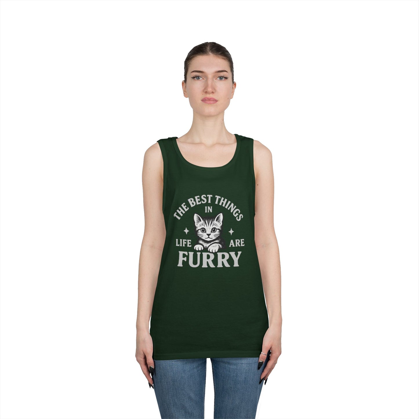 The Best Things in Life are Furry - Heavy Cotton Unisex Tank Top