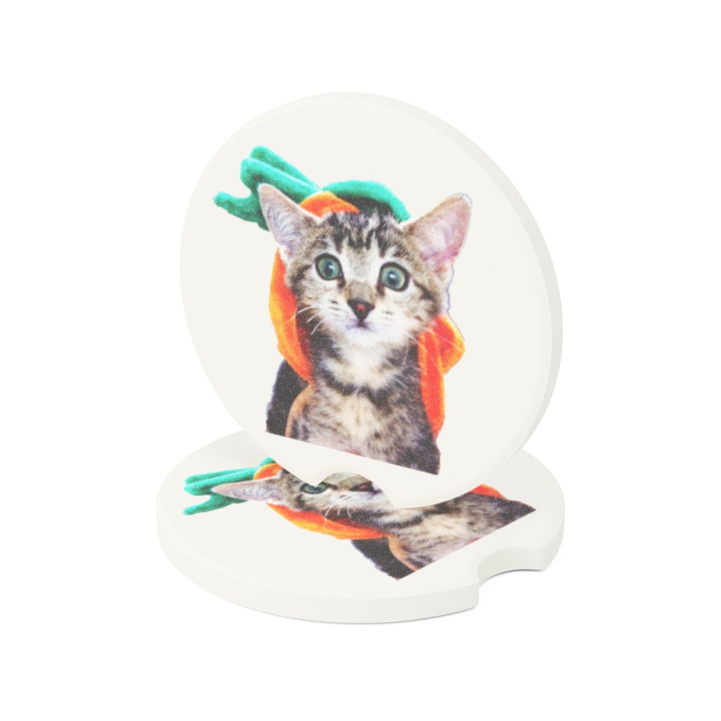 Pumpkin Head Kitten – Soapstone Car Coaster