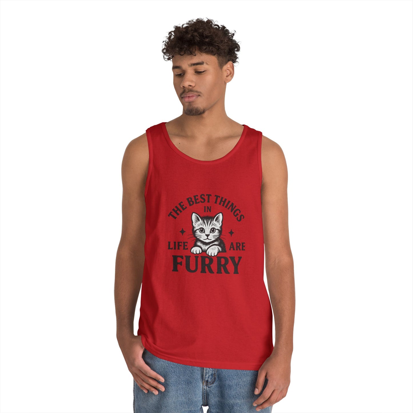 The Best Things in Life are Furry - Heavy Cotton Unisex Tank Top
