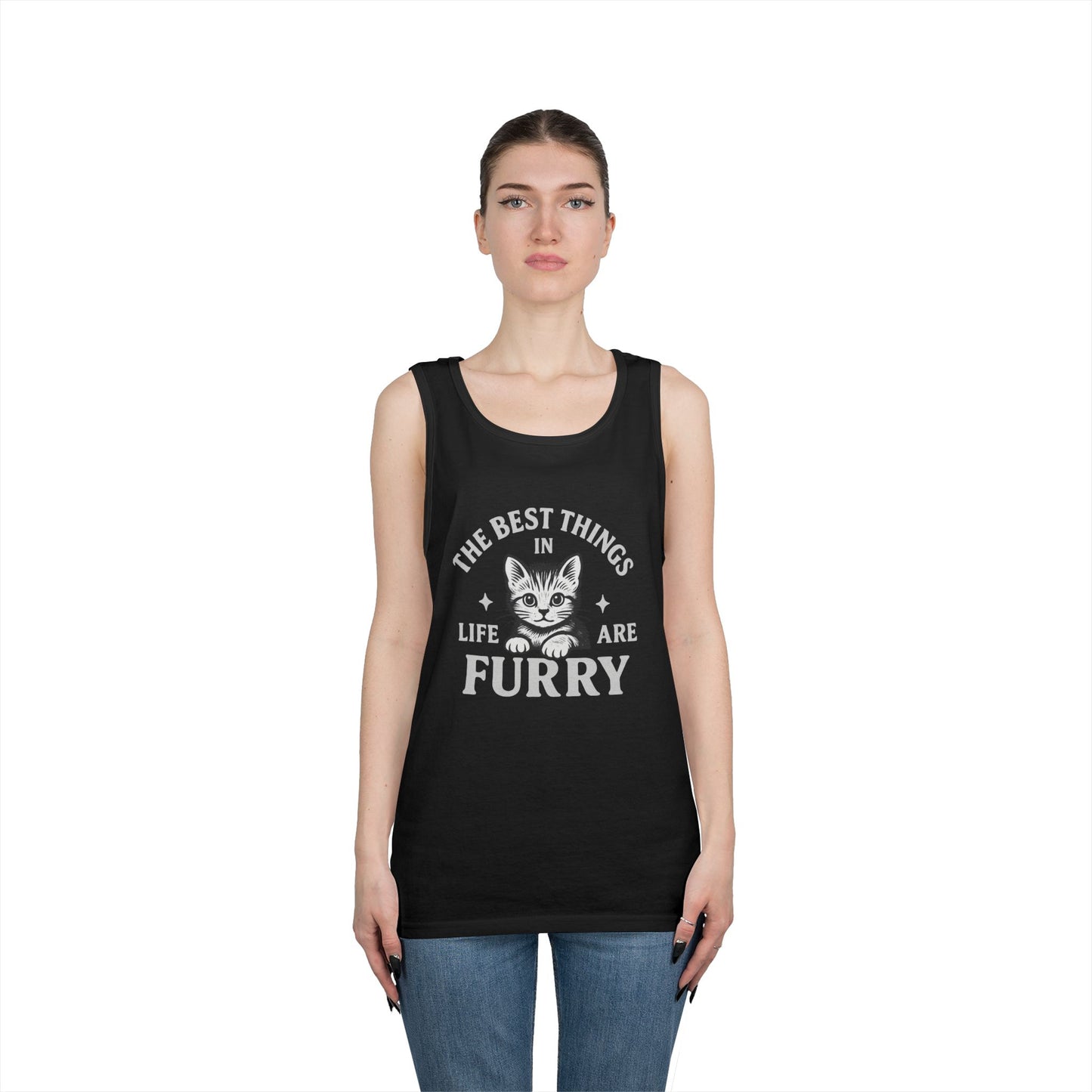 The Best Things in Life are Furry - Heavy Cotton Unisex Tank Top