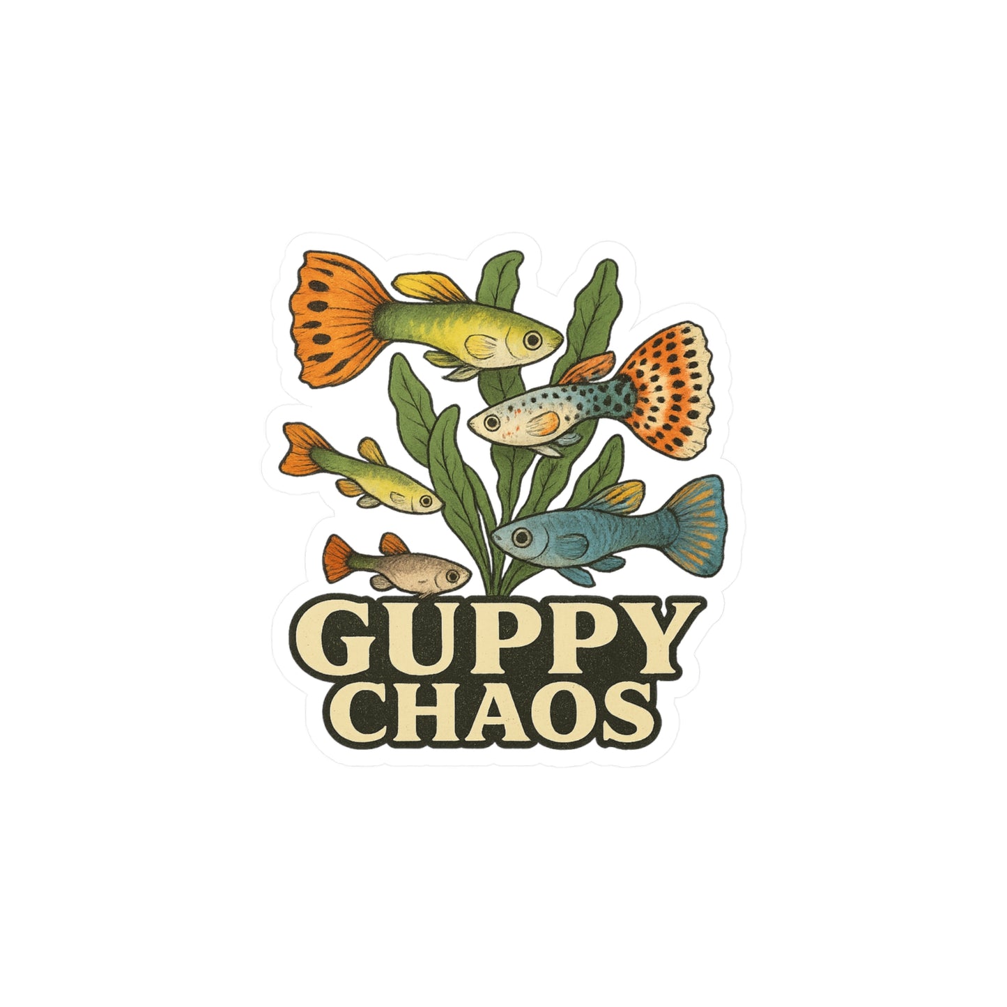 Guppy Chaos – Aquarium Fish Vinyl Sticker