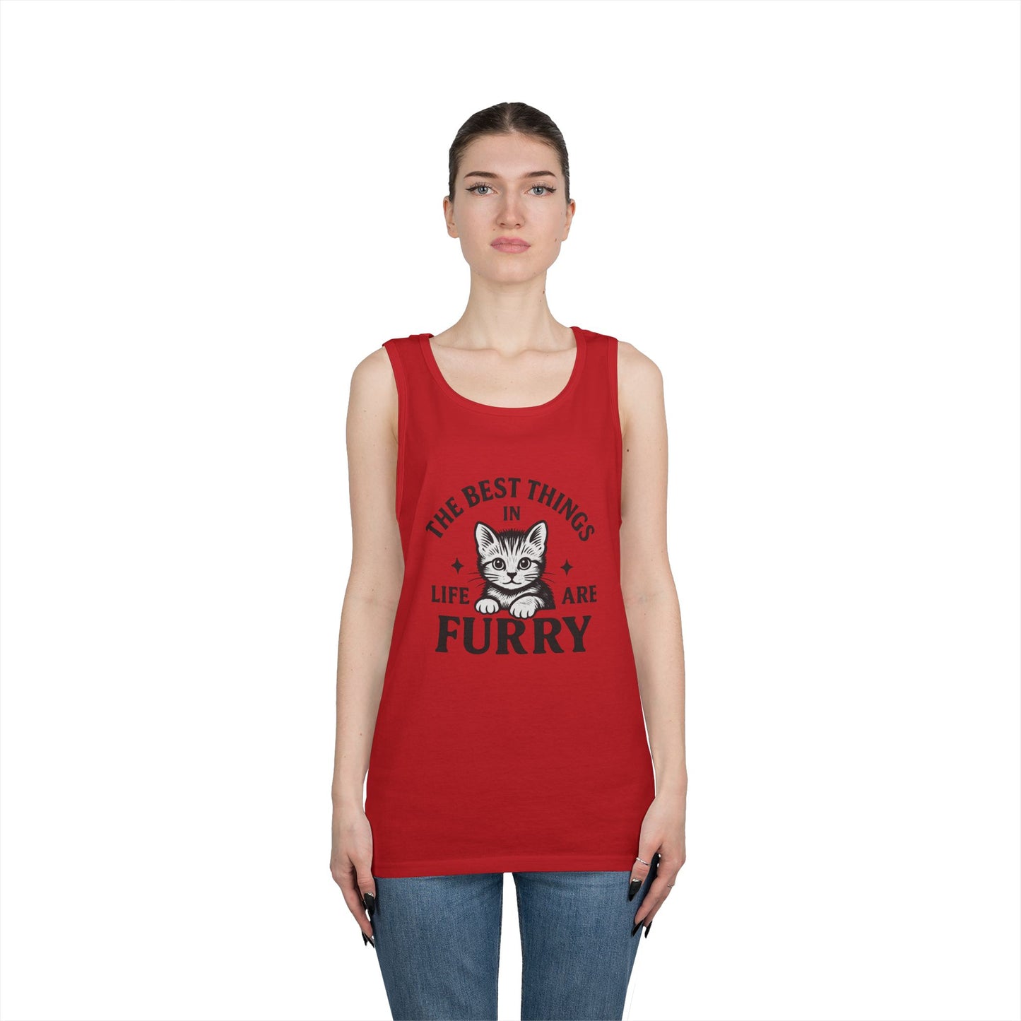 The Best Things in Life are Furry - Heavy Cotton Unisex Tank Top