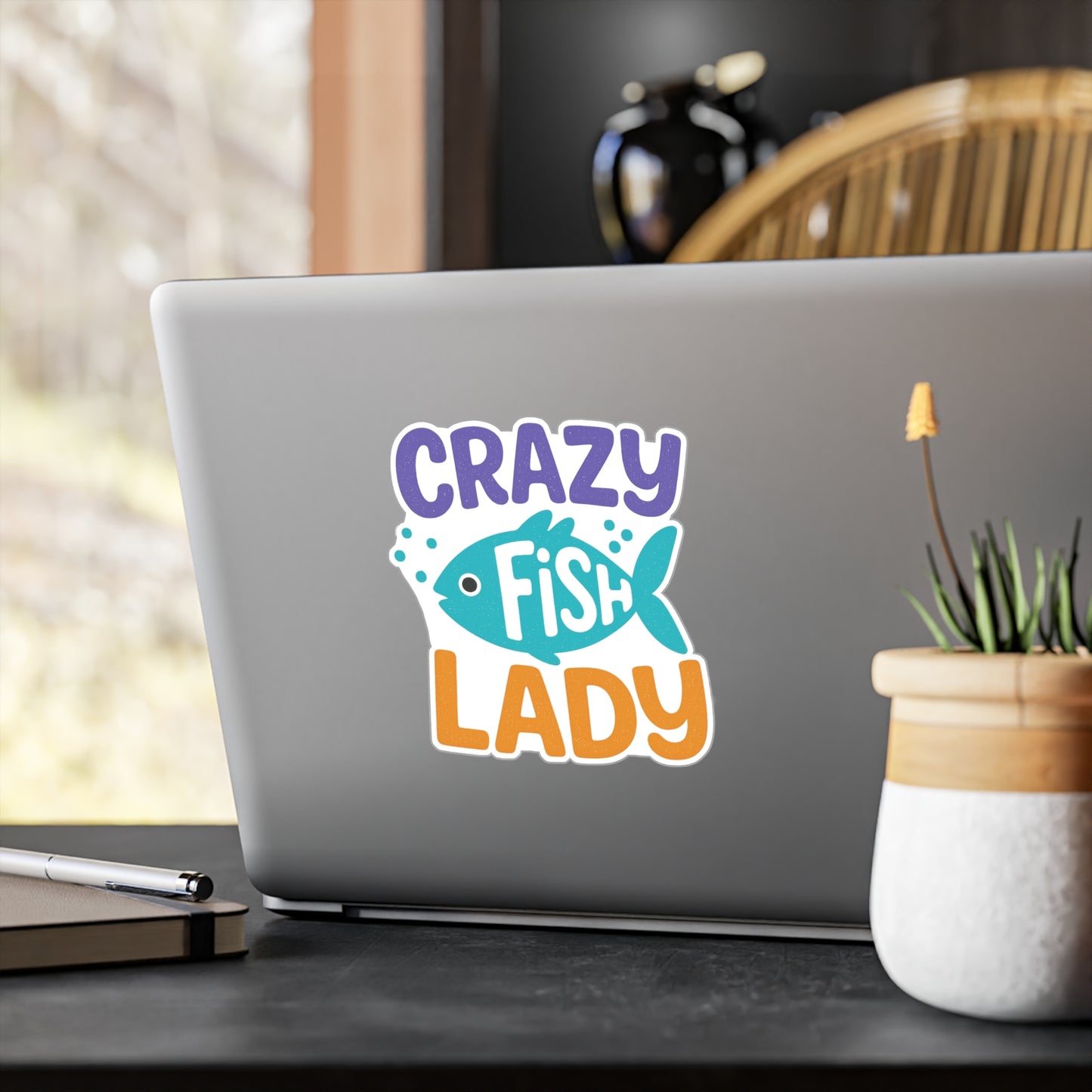 Crazy Fish Lady - Vinyl Sticker