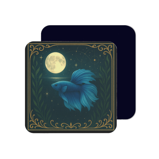Mystical Pets: Betta Moon - Neoprene 4" Square Coasters