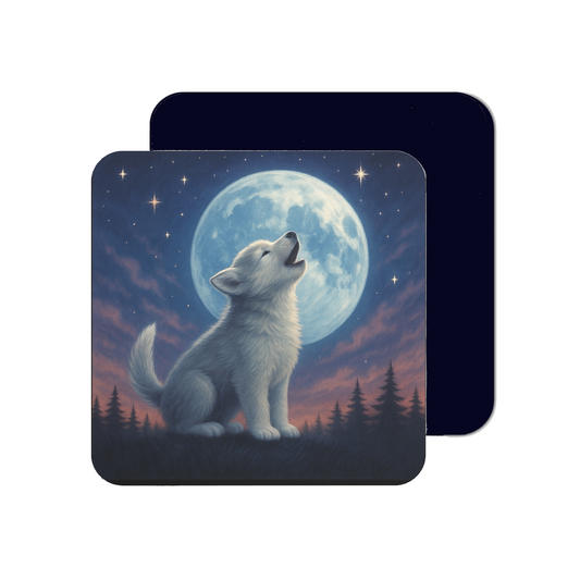 Mystical Pets: Husky Howl Puppy - Neoprene 4" Coasters