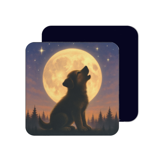 Mystical Pets: Puppy Howl - Neoprene 4" Coasters
