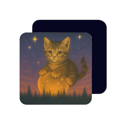Mystical Pets: Tabby Moon - Neoprene 4" Coasters