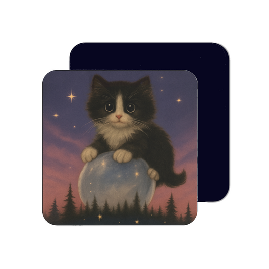 Mystical Pets: Tuxedo Moon - Neoprene 4" Coasters