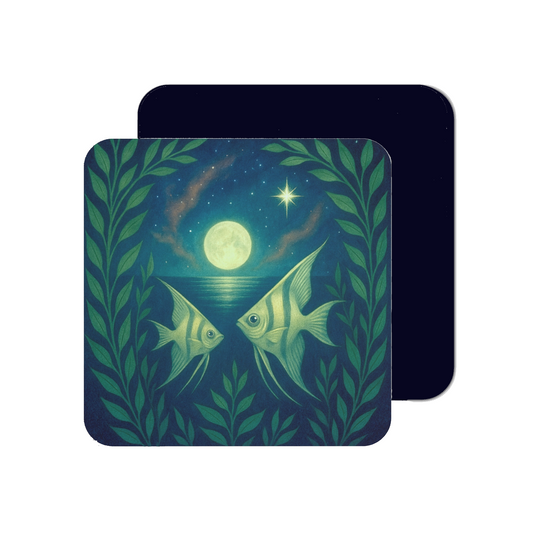 Mystical Pets: Magical Angels - Neoprene 4" Square Coasters