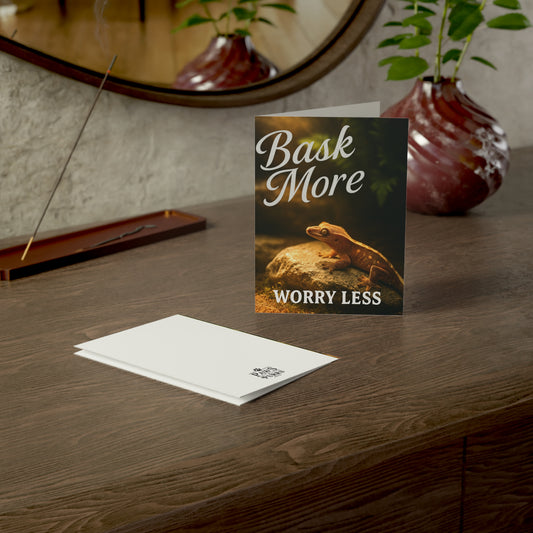 "Bask More, Worry Less" Life Lessons from Our Pets: Crested Gecko Greeting Card