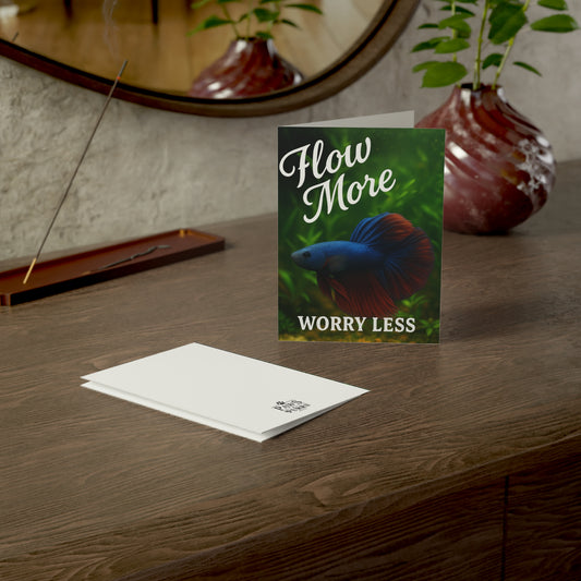"Flow More, Worry Less" Life Lessons from Our Pets: Betta Fish Greeting Card