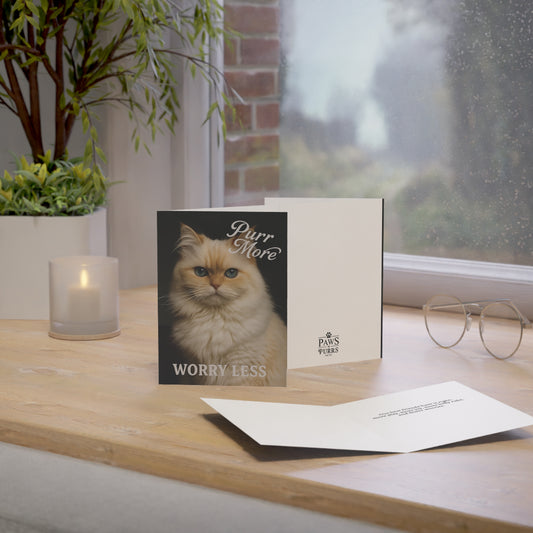 "Purr More, Worry Less" Life Lessons from Our Pets: Cat Greeting Card
