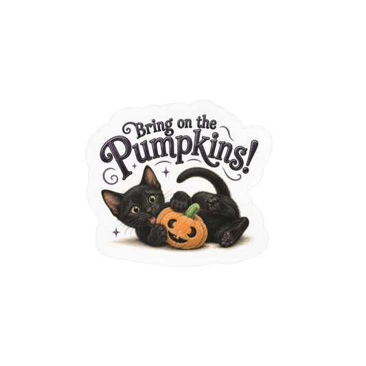 Bring on the Pumpkins! - Black Cat Halloween Sticker